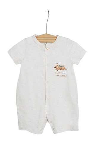 2 combinaisons en coton biologique Bambi et Panpan Bambi Disney Blanc et beige chiné