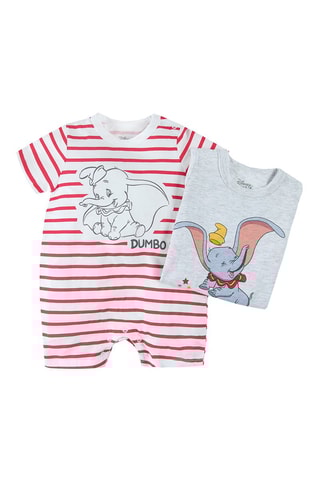 2 combinaisons Dumbo Disney Blanc et gris clair chiné