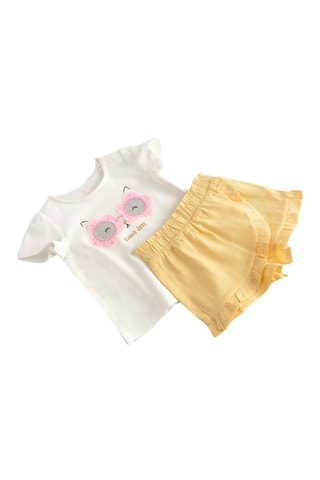 T-shirt et jupe-short Blanc et jaune