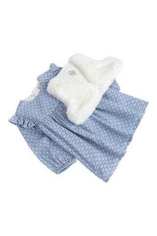 Robe et gilet sans manches - Bleu clair et blanc