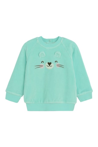 Sweat en velours et jogging - Turquoise et blanc