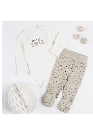 Body et pantalon – Blanc et gris clair