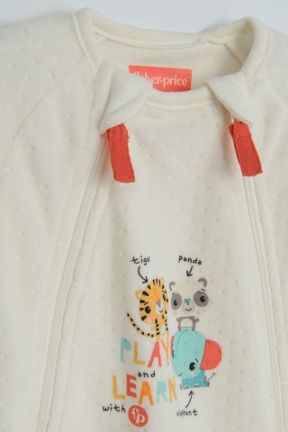 Bonnet noué et grenouillère - Blanc et orange