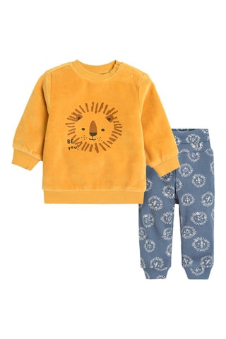 Sweat en velours et jogging en coton biologique - Moutarde et bleu cobalt