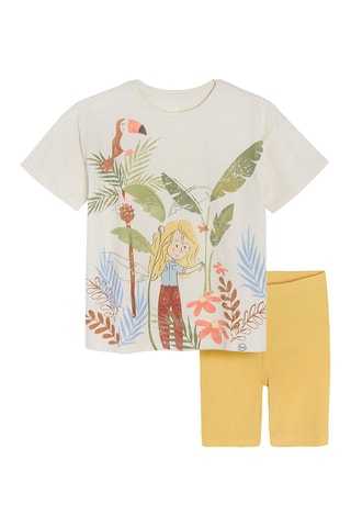T-shirt et legging Blanc et jaune