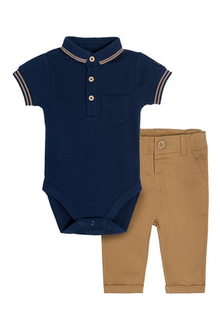 Body-polo et pantalon Bleu marine et camel