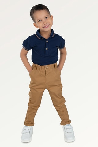 Body-polo et pantalon Bleu marine et camel