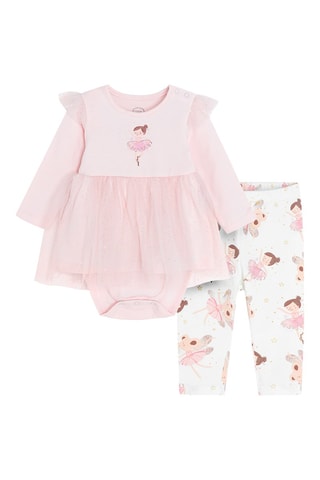 Body-robe et legging - Rose et blanc