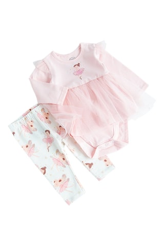 Body-robe et legging - Rose et blanc