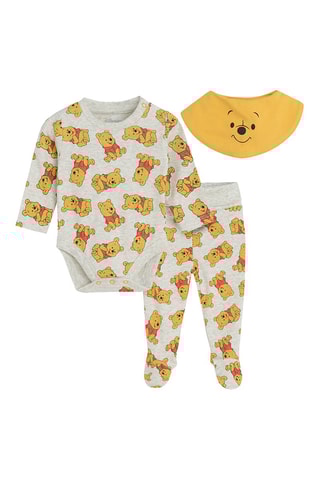 Ensemble 3 pièces Winnie l'Ourson Disney - Gris clair chiné et moutarde