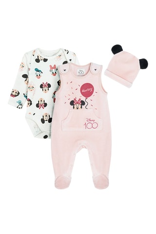 Ensemble 3 pièces en velours Minnie Disney - Rose et blanc
