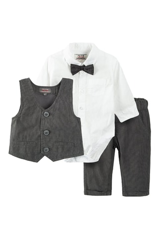 Ensemble 3 pièces Gris foncé chiné et blanc