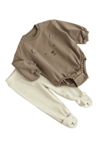 Body et pantalon - Taupe et beige chiné