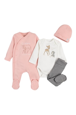 Ensemble 4 pièces Simba et Nala Le Roi Lion Disney Rose et blanc