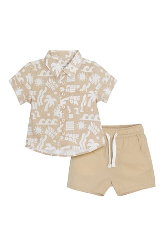 Chemise et short Camel et blanc
