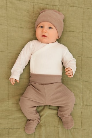 Ensemble 3 pièces en coton biologique - Marron et blanc