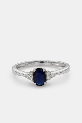 Ring Saffier Enchanteur - Witgoud, Diamanten en Saffier