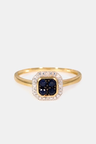 Ring Myriade - Geelgoud, Diamanten en Saffier