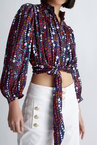 Geknoopte Blouse - Marineblauw