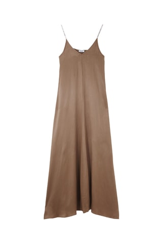 Lange mouwloze jurk - Bruin