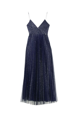 Lange mouwloze jurk - Marineblauw