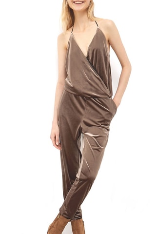 Mouwloze Jumpsuit - Metallic Bruin