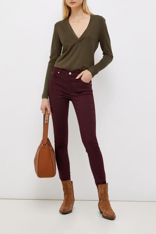 Jeans Hoge Taille - Bordeauxrood