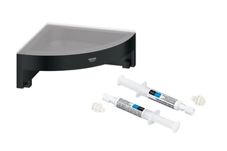Tablette d'angle de douche et 2 colles pour accessoires - 2 x 2,5 ml