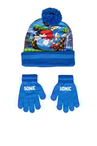 Gorro com pompom e luvas Sonic Azul-claro 