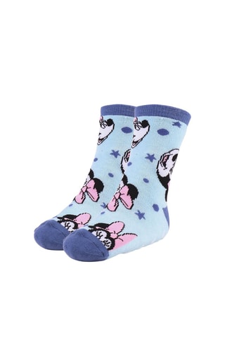2 pares de meias antiderrapantes Minnie Disney Rosa e azul