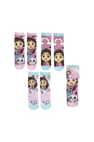 3 pares de meias Gabby e a Casa de Bonecas - Rosa e branco
