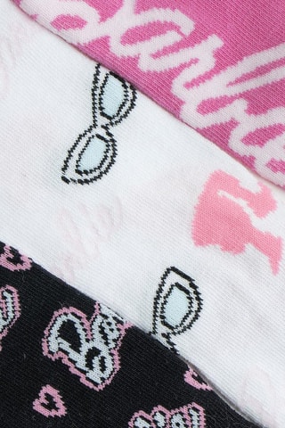 3 pares de meias Barbie - Rosa e branco