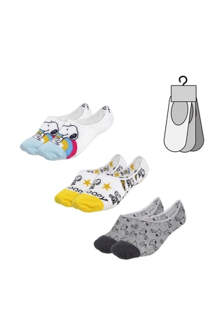 3 pares de meias curtas Snoopy Branco