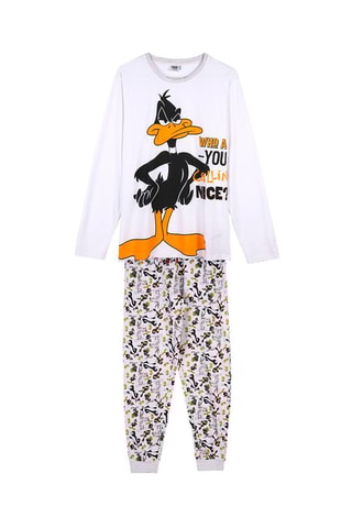 Pijama Looney Tunes Branco e cinzento-claro mesclado