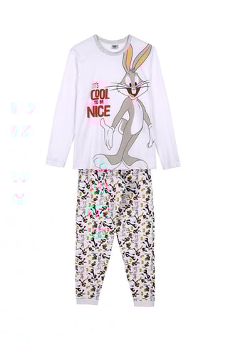 Pijama Looney Tunes Branco e cinzento-claro mesclado