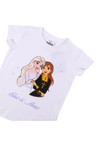 T-shirt Elsa e Anna Frozen Disney - Branco e castanho