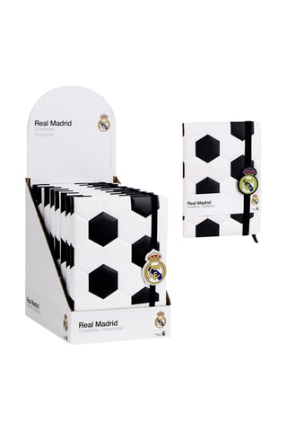8 cadernos pautados Real Madrid - Branco e preto - 15 x 21 x 3 cm