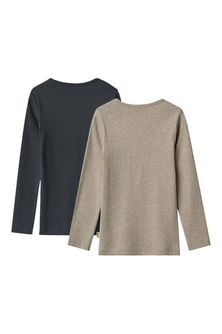 2 Biologisch Katoenen T-shirts - Marineblauw en Gemêleerd Beige
