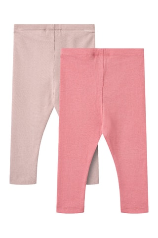 2 Biologisch Katoenen Leggings - Lichtpaars en Roze