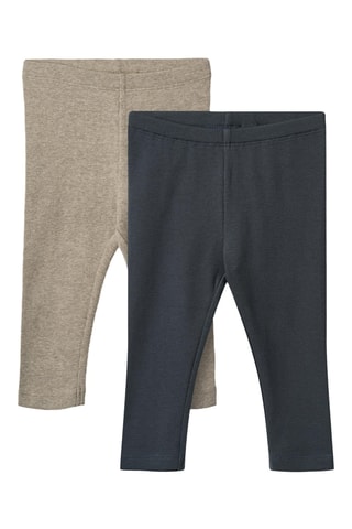 2 Biologisch Katoenen Leggings - Marineblauw en Gemêleerd Grijs