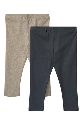 2 Biologisch Katoenen Leggings - Marineblauw en Gemêleerd Grijs