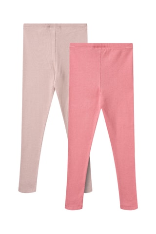 2 Biologisch Katoenen Leggings - Roze en Lichtpaars