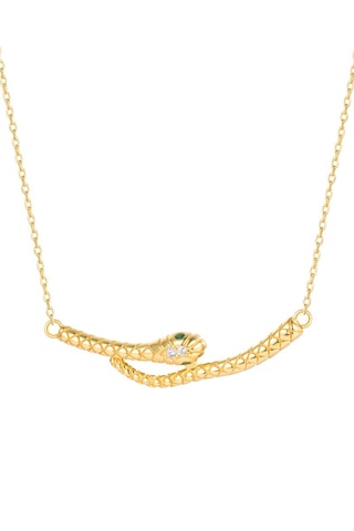 Ketting - Zilver Doublé Geelgoud en Smaragden