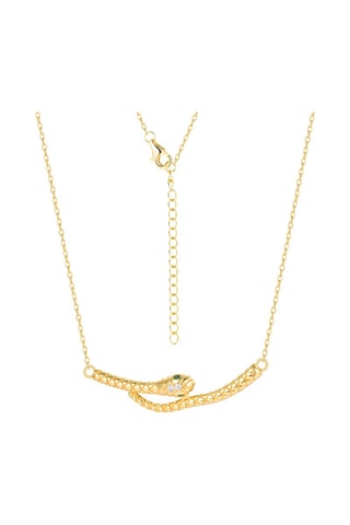 Ketting - Zilver Doublé Geelgoud en Smaragden