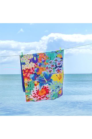 Strandlaken Body Ds Bouquet- Blauw en Groen - 75 x 150 cm - Blauw en groen