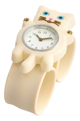 Horloge Funny Time Animal White cat- Ecru