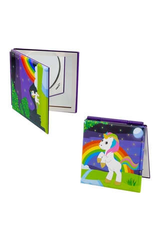 Dubbel opvouwbaar zakspiegeltje Mimi Unicorn- Blauw en Groen