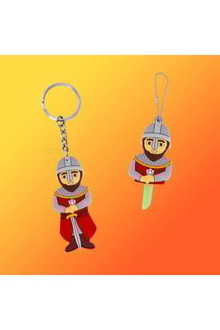 3 Sleutelhangers Knight - Rood en Grijs - Grijs