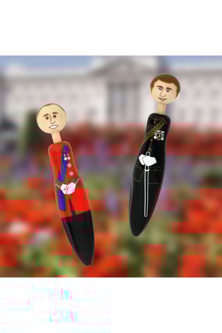 2 Balpennen Royal Pen Harry-William - Inktzwart