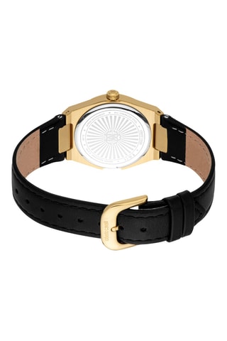 Leren Quartz Horloge - Zwart en Goudkleurig